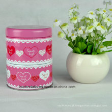 Custom Metal Round Candy Tin, duas camadas Candy Tin, Pink Double Layers Candy Tin